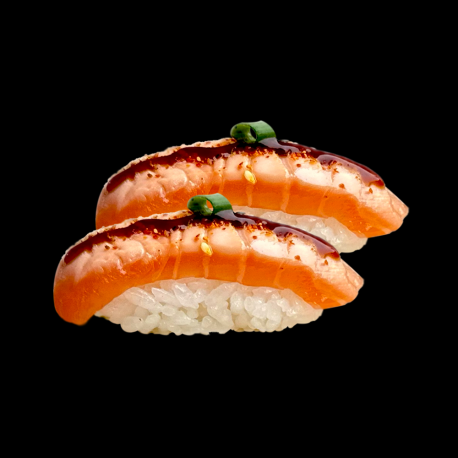 Sushi Saumon snacké sauce teriyaki 7 épices - 2 pièces.