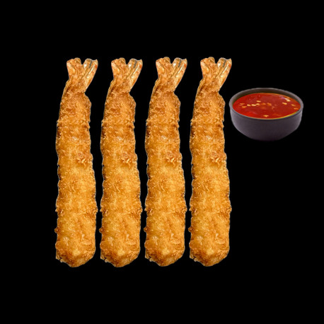 Crevette tempura - 4 pièces.